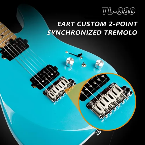 Miniatura 4 de EART TL-380 Guitarra eléctrica profesional para jugadores versátiles Cuello y diapasón de arce tostado, pastillas humbuckers con bobina dividida