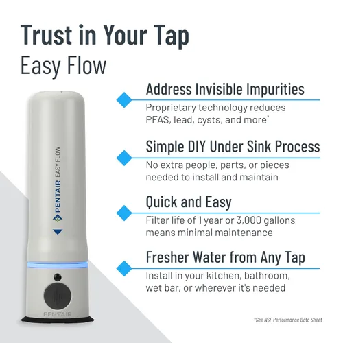 Miniatura 3 de Pentair Sistema de filtración de agua debajo del fregadero, filtro de agua PFAS, certificado NSF para reducir PFOA/PFOS