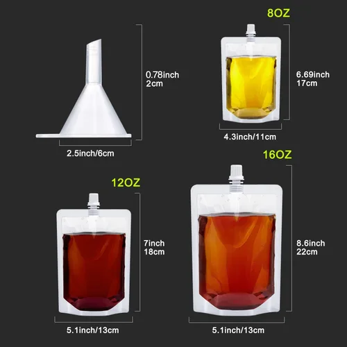 Miniatura 4 de Frascos de plástico, bolsas de bebidas reutilizables, bolsas de viaje de jugo, a prueba de fugas, sin BPA para deportes al aire libre, conciertos