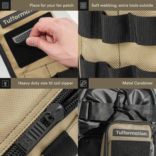 Miniatura 5 de Tufformation Bolsa de herramientas pequeña de alta resistencia, estuche organizador portátil con asa de cremallera. Perfecto para EDC, motocicleta