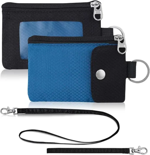 Miniatura 17 de Artpaxy Cartera minimalista para hombres y mujeres, llavero con bloqueo RFID, con cremallera, pequeña cartera con ventana de identificación, 2