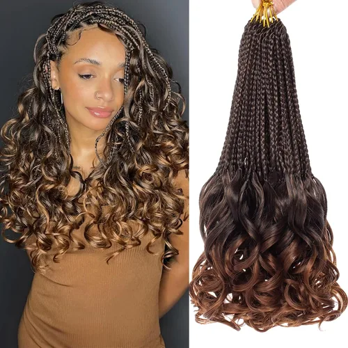 Miniatura 25 de COOKOO 10 pulgadas, 9 paquetes (135 hebras), trenzas de ganchillo rizadas francesas negras, trenzas de ganchillo negras con extremos ondulados
