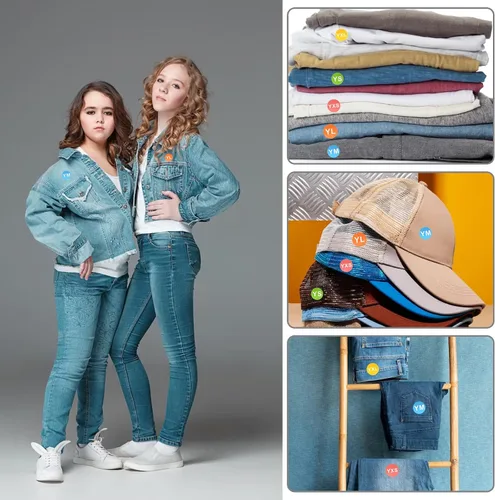 Miniatura 6 de 2500 calcomanías de tamaño de ropa juvenil, etiquetas adhesivas redondas, diámetro circular, 0.9 pulgadas, etiquetas de tamaño de ropa, etiquetas