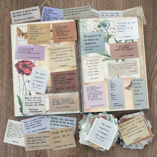 Miniatura 3 de LakoArt 120 Piezas Calcomanías de Citas Motivacionales Estilo Máquina de Escribir Retro No Repetitivas, Calcomanías Inspiradoras Vintage