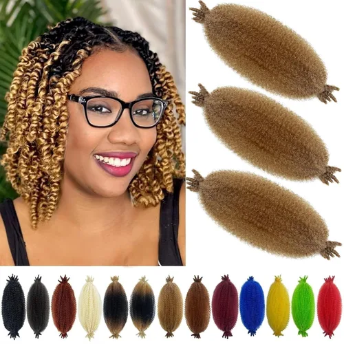 Miniatura 10 de Trenzas de pelo rizado anudadas a crochet estilo afro Marley, 12 pulgadas, pelo pre-separado y trenzado en resorte, trenzas de pelo afro rizado y 4#