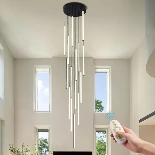 Miniatura 9 de HuisMier Candelabros LED Dorados de 10 Luces, Candelabro Moderno Regulable para Escalera y Techo Alto con Control Remoto, Candelabro Largo