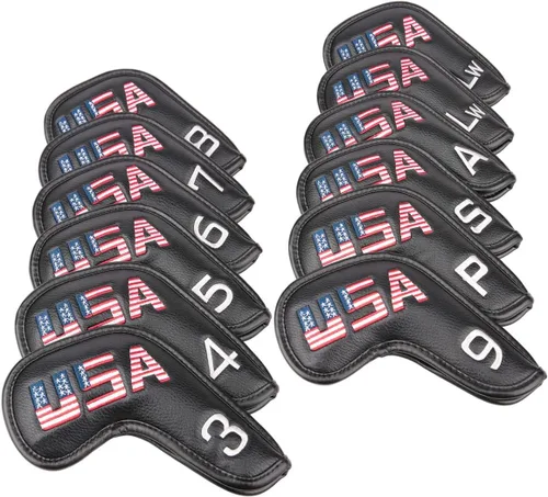 Miniatura 2 de Cubiertas de cabeza de cuña de hierro para club de golf de Estados Unidos de cuero negro para todas