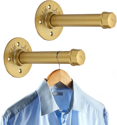 Miniatura 8 de Sumnacon 2 Piezas Barra de Ropa de Tubo Industrial de 5.9 Pulgadas – Perchero de Metal Rústico de Servicio Pesado con Tornillos, Soporte para Ropa