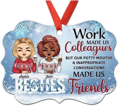 Miniatura 32 de Adorno personalizado con texto en inglés «Best Friend are Hard to Find Because The Very Best is Already Mine», adorno de Navidad personalizado 2023