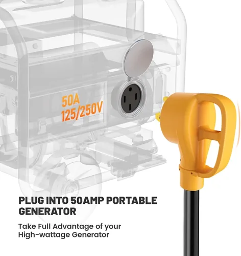 Miniatura 6 de MECMO Cable de alimentación adaptador Y de 50 amperios a (2) x 110V 15 Amp para el hogar, adaptador RV Y, 10/3 STW NEMA 14-50P enchufe macho a dos