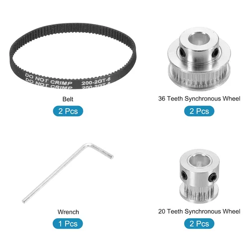 Miniatura 3 de MECCANIXITY Polea de distribución 20 y 36 dientes 0.315 in diámetro rueda síncrona con correa y llave para impresora 3D, máquina CNC