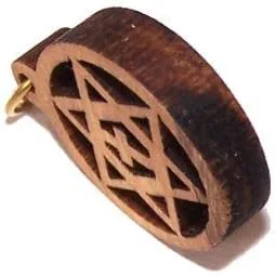Miniatura 2 de Colgante de estrella y cruz de madera de olivo (2.4 in de largo)