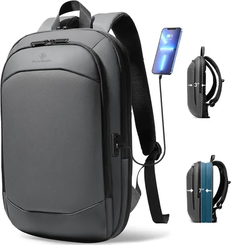 Miniatura 14 de hk Mochila de negocios para hombres de 15.6 pulgadas, delgada y expandible, impermeable, mochila de viaje para laptop, bolsa de trabajo ligera
