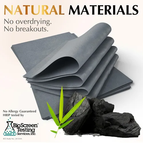 Miniatura 8 de Hojas de secado de aceite natural para cara con carbón de bambú, 25% más grandes, 1 unidad/100 hojas absorbentes de aceite aptas para maquillaje