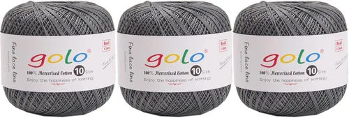 Miniatura 85 de Golo - Bolas de hilo para crochet de algodón tamaño 10, color algodón para crochet D-Fresa D078-fresa