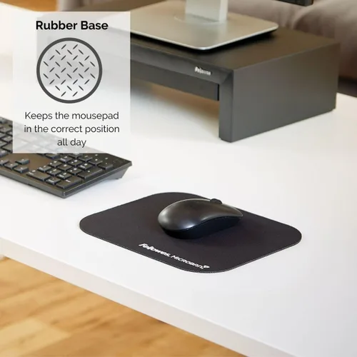 Miniatura 3 de Fellowes Alfombrilla de ratón con base de goma antideslizante, con protección antibacteriana, adecuada para ratones ópticos y láser, 7.835 x 9.134 x