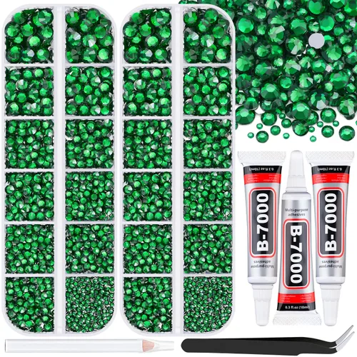 Miniatura 17 de 12000 diamantes de imitación de resina para decorar con brillantes con 3 piezas de pegamento para joyería B7000, 2 cajas de diamantes de imitación