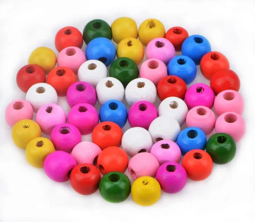 Miniatura 29 de AD Beads Cuentas de madera con espacio libre para manualidades, cuentas de madera con agujero grande surtidas para hacer collares, pulseras