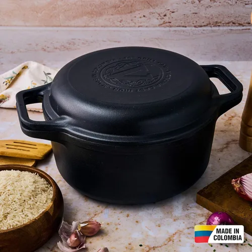 Miniatura 7 de Victoria Cocina combinada de hierro fundido de 6 cuartos de galón, horno holandés combinado y sartén, fabricado en Colombia, juego de 2 piezas