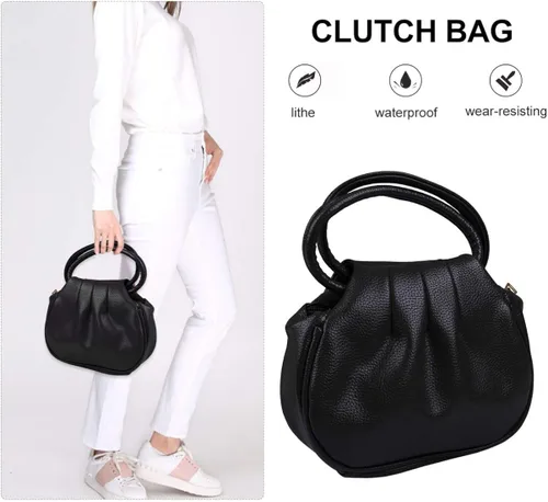 Miniatura 4 de TENDYCOCO Bolso casual para mujer Mini bolsa de dumpling Bolso de embrague PU para compras boda cóctel (rojo)