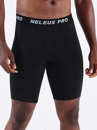 Miniatura 4 de NELEUS Paquete de 3 pantalones cortos de compresión para correr con bolsillos para hombre