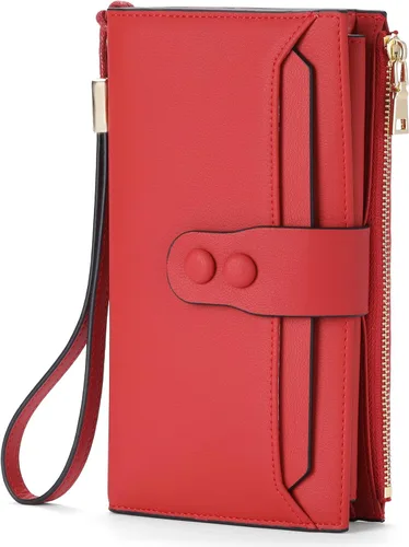 Miniatura 11 de SENDEFN Cartera de cuero para mujer, con bloqueo RFID, tarjetero para tarjetas de crédito, cartera de mano para mujer