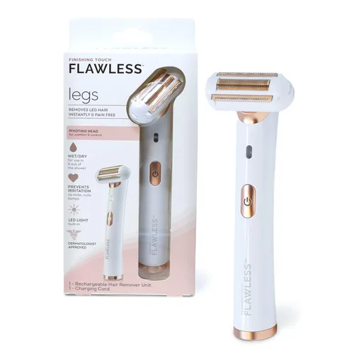 Finishing Touch Flawless Legs, Maquinilla de Afeitar Eléctrica para Mujeres, Removedor de Vello de Piernas con Cabezal Pivotante y Luz LED para