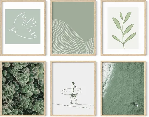 Miniatura 37 de HAUS AND HUES Arte abstracto para pared, juego de 6 arte moderno japonés para pared, decoración de pared estética, póster de mariposa y luna, obra