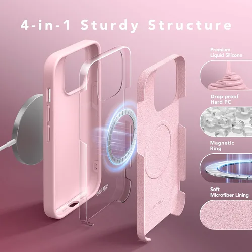 Miniatura 87 de GONEZ Funda de silicona para iPhone 15 Pro Max, compatible con Magsafe, protector de cámara + protector de pantalla, forro de microfibra suave