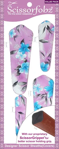 Miniatura 107 de Fundas protectoras para tijeras de diseñador, 4 unidades, tamaño surtido, diseño floral victoriano azul #4-304 Jardín floral victoriano azul