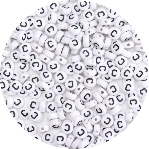 Miniatura 24 de 100 cuentas de letras – Cuentas redondas blancas del alfabeto acrílico de 0.16 x 0.27 pulgadas para hacer joyas, pulseras, collares y llaveros