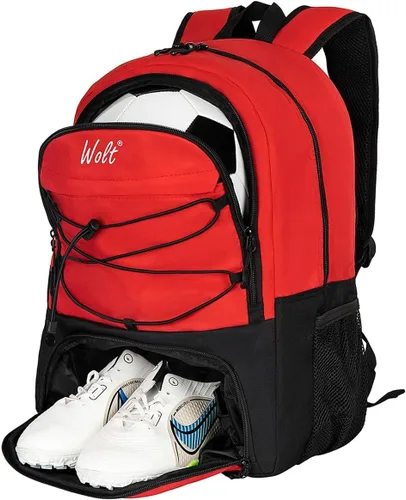 Miniatura 10 de WOLT - Mochila para balón de fútbol juvenil, bolsa deportiva con soporte para balón y compartimento para zapatos, para fútbol, fútbol americano