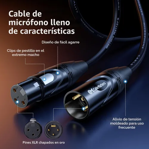Miniatura 6 de Cable Matters Paquete de 2 Cables Premium XLR a XLR - 1.83m, Cable de Micrófono Macho a Hembra, Cable de Micrófono de Cobre Libre de Oxígeno (OFC)