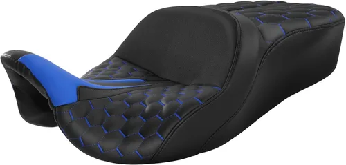 Miniatura 40 de C.C. RIDER Asiento de conductor, piloto y pasajero de una pieza con diamante, asiento de 2 plazas para Harley Touring Road King FLHR, Street Glide