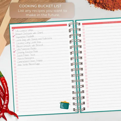 Miniatura 5 de Clever Fox Libro de recetas en espiral, haz tu propio libro de cocina familiar, organizador de cuadernos de recetas en blanco, diario de cocina