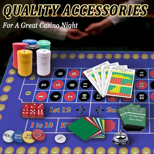 Miniatura 6 de Set de Juego de Casino Premium 5 en 1: Kit de Juego de BlackJack/Ruleta/Dados/Texas Holdem/Póker con 360 Fichas+8 Mazos de Cartas+Rueda de Ruleta+2