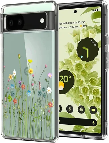 Miniatura 15 de Unov Funda para Pixel 6a, transparente con diseño, ajuste delgado, buen agarre, funda de teléfono en relieve, cubierta protectora a prueba