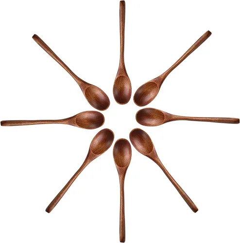 Miniatura 4 de Cuchara de madera de mango largo para mezclar café, té, mermelada y sal de baño en la cocina, cuchara de mesa respetuosa con el medio ambiente, 8.6