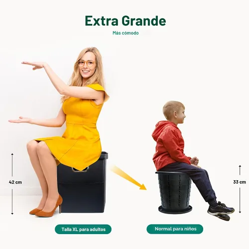Miniatura 2 de Ann Katy Inodoro portátil XL mejorado, para adultos y niños, extragrande, de viaje, alto, con tapa, orinal compacto para automóvil, senderismo