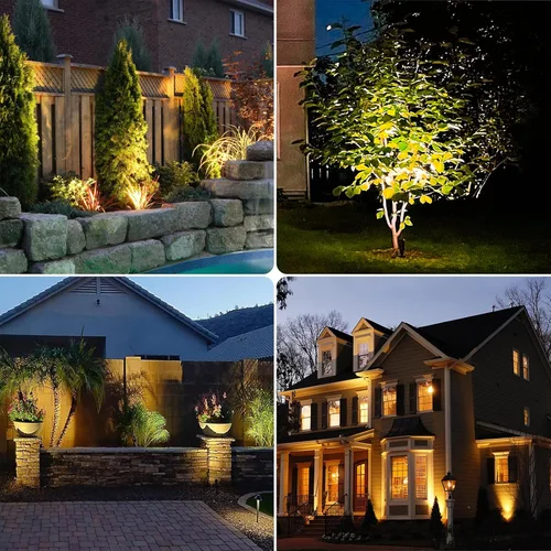 Miniatura 5 de GKOLED Foco de paisaje de latón macizo con certificación UL, luz vertical direccional de bajo voltaje para exteriores, con bombilla LED MR16 de 5 W