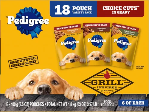 Miniatura 18 de Pedigree Choice Cuts in Gravy - Alimento húmedo para perros adultos, paquete variado de 30 unidades con sabor a carne, bolsas de 3.5 onzas
