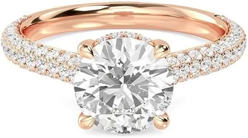 Miniatura 6 de Anillo de compromiso de diamantes creados en laboratorio de cuatro puntas con certificación IGI de 2.23 quilates redondo blanco de excelente corte