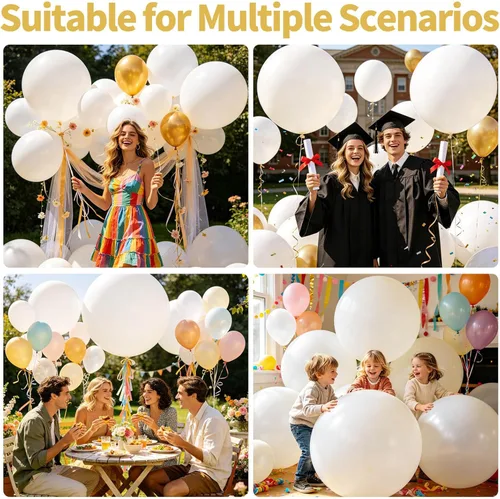 Miniatura 57 de 32 piezas de globos grandes morados de 18 pulgadas, globos redondos grandes de látex para decoración de cumpleaños y bodas. (morado)