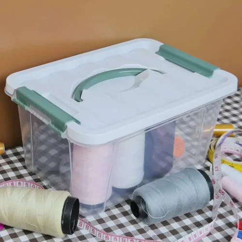 Miniatura 5 de Kiddream Paquete de 6 contenedores de almacenamiento de plástico transparente con tapas, contenedor de almacenamiento con pestillo