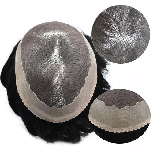 Miniatura 4 de FACE MIRACLE - Extensiones de pelo humano Remy indio para hombre con revestimiento de poliéster alrededor de los sistemas capilares, piezas de pelo