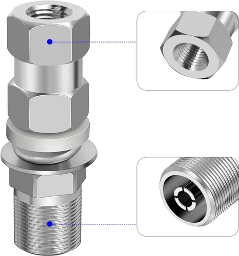 Miniatura 4 de Antena universal resistente CB SO-239 Stud Mount, adaptador estándar de montaje de espárrago de antena roscada de 3/8 x 24