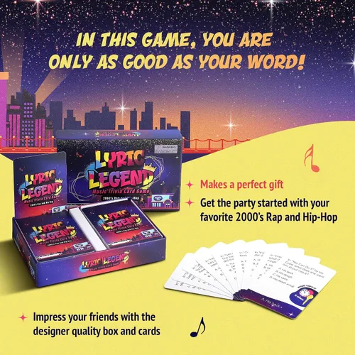 Miniatura 9 de Lyric Legend 2000s Hip-Hop y Rap Music Trivia - Juegos para adultos para noche de juegos - Bueno para grupos - Juego de fiesta de terminar la letra