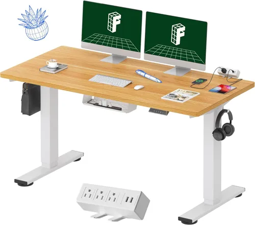 Miniatura 20 de FLEXISPOT EN2 Escritorio de pie de una pieza completa con regleta de alimentación de abrazadera, escritorio eléctrico de altura ajustable de 40 x 24