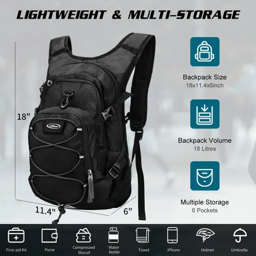 Miniatura 2 de Mochila de hidratación con vejiga de agua de 3 litros, mochila de hidratación aislada para correr, mochila de agua ligera para senderismo, ciclismo