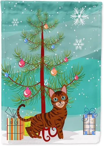 Miniatura 48 de Caroline's Treasures BB4411GF Bandera de jardín con diseño de gato abisinio con texto en inglés "Merry Christmas" para jardín, bandera decorativa